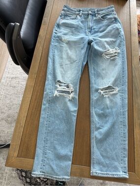 American Eagle Outfitters Light Blue Distressed Straight Leg Jeans